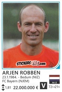 Sticker Arjen Robben - Brazil 2014 n. 344 - Rafo