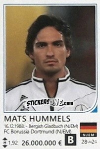 Sticker Mats Hummels - Brazil 2014 n. 354 - Rafo