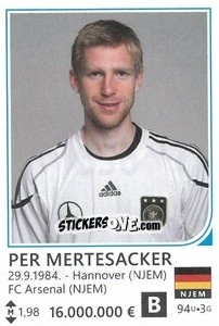 Sticker Per Mertesacker - Brazil 2014 n. 356 - Rafo