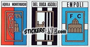 Sticker Scudetto Montevarchi / Del Duca Ascoli / Empoli - Calciatori 1970-1971 n. 496 - Panini