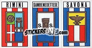 Sticker Scudetto Rimini / Sambenedettese / Savona - Calciatori 1970-1971 n. 500 - Panini