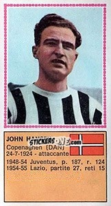 Figurina John Hansen - Calciatori 1970-1971 - Panini