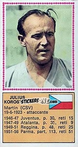 Cromo Julius Korostelev - Calciatori 1970-1971 - Panini