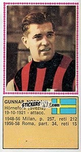 Sticker Gunnar Nordahl - Calciatori 1970-1971 - Panini