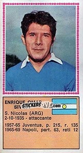 Sticker Enrique Omar Sivori - Calciatori 1970-1971 - Panini