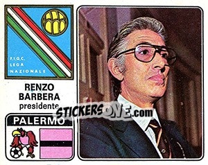 Sticker Renzo Barbera - Calciatori 1972-1973 - Panini
