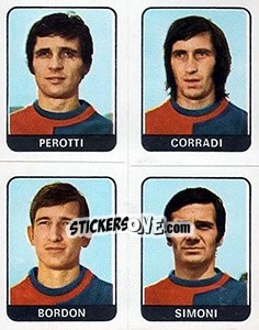 Sticker Perotti / Corradi / Bordon / Simoni - Calciatori 1972-1973 - Panini