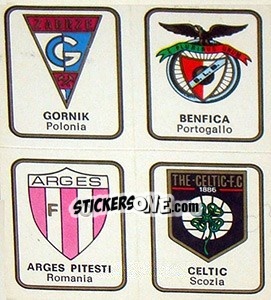 Cromo Gornik Zabrze / Benfica / Arges Pitesti / Glasgow Celtic - Calciatori 1972-1973 - Panini