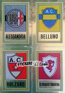 Sticker Scudetto Alessandria / Belluno / Bolzano / Clodiasottomarina - Calciatori 1973-1974 n. 556 - Panini