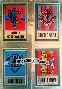Sticker Scudetto Aquila Montvarchi / Cremonese / Empoli / Giulianova - Calciatori 1973-1974 n. 571 - Panini