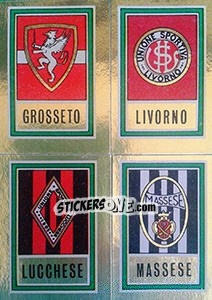 Sticker Scudetto Grosseto / Livorno / Lucchese / Massese - Calciatori 1973-1974 n. 572 - Panini