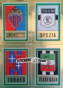 Sticker Scudetto Sambenedettese / Spezia / Torres / Viareggio - Calciatori 1973-1974 n. 575 - Panini