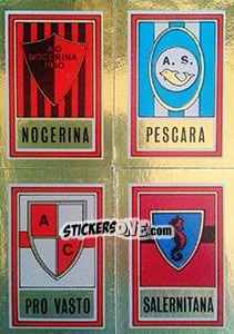 Sticker Scudetto Nocerina / Pescara / Pro Vasto / Salernitana - Calciatori 1973-1974 - Panini