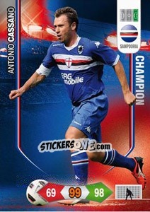 Sticker Antonio Cassano - Calciatori 2010-2011. Adrenalyn XL n. 264 - Panini