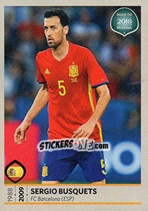 Sticker Sergio Busquets - Road to 2018 FIFA World Cup Russia n. 72 - Panini