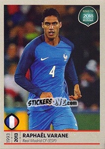 Sticker Raphael Varane - Road to 2018 FIFA World Cup Russia n. 82 - Panini