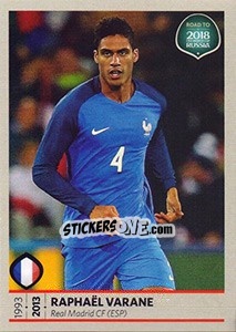 Sticker Raphael Varane - Road to 2018 FIFA World Cup Russia - Panini