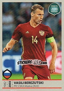 Sticker Vasili Berezutski - Road to 2018 FIFA World Cup Russia n. 178 - Panini