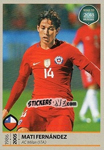 Sticker Mati Fernandez - Road to 2018 FIFA World Cup Russia n. 333 - Panini