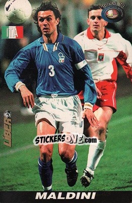 Cromo Paolo Maldini - Los Super Cards del Mundial Francia 1998 - LIBERO VM
