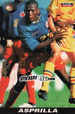 Sticker Faustino Asprilla - Los Super Cards del Mundial Francia 1998 - LIBERO VM
