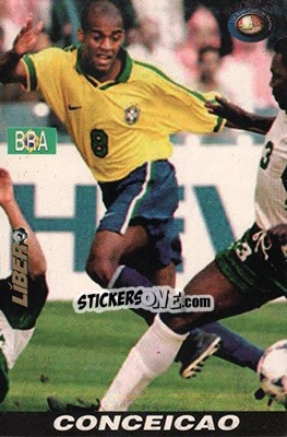 Figurina Flavio Conceicao - Los Super Cards del Mundial Francia 1998 - LIBERO VM
