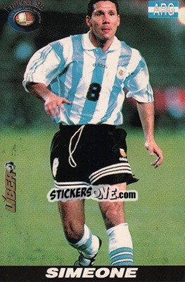 Cromo Diego Simeone - Los Super Cards del Mundial Francia 1998 - LIBERO VM
