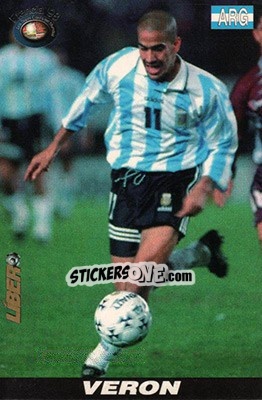 Sticker Juan Sebastian Veron - Los Super Cards del Mundial Francia 1998 - LIBERO VM
