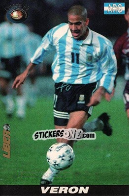Sticker Juan Sebastian Veron - Los Super Cards del Mundial Francia 1998 n. 69 - LIBERO VM
