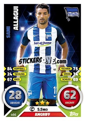 Sticker Sami Allagui - German Fussball Bundesliga 2016-2017. Match Attax Extra - Topps