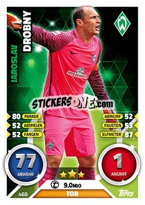 Sticker Jaroslav Drobný - German Fussball Bundesliga 2016-2017. Match Attax Extra - Topps