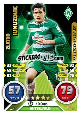 Figurina Zlatko Junuzovic - German Fussball Bundesliga 2016-2017. Match Attax Extra - Topps