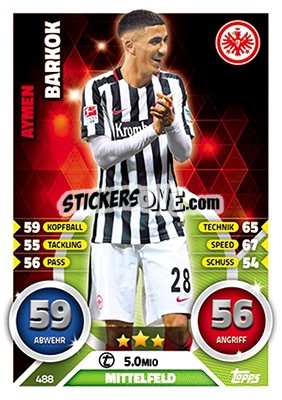 Sticker Aymen Barkok - German Fussball Bundesliga 2016-2017. Match Attax Extra n. 488 - Topps