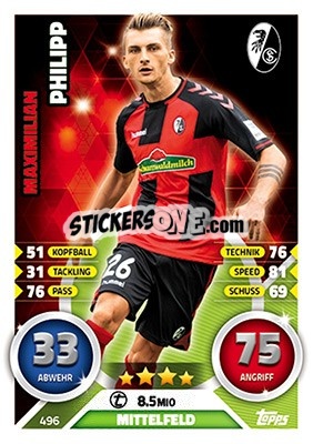 Sticker Maximilian Philipp - German Fussball Bundesliga 2016-2017. Match Attax Extra - Topps