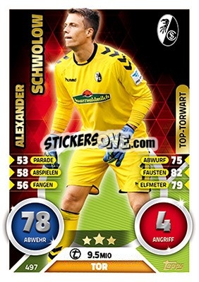 Sticker Alexander Schwolow - German Fussball Bundesliga 2016-2017. Match Attax Extra n. 497 - Topps
