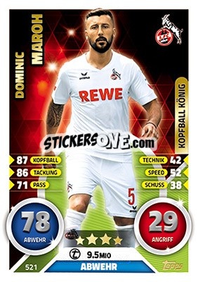 Sticker Dominic Maroh - German Fussball Bundesliga 2016-2017. Match Attax Extra n. 521 - Topps
