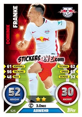 Sticker Dominik Franke - German Fussball Bundesliga 2016-2017. Match Attax Extra - Topps