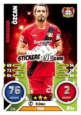 Sticker Ramazan Özcan - German Fussball Bundesliga 2016-2017. Match Attax Extra - Topps