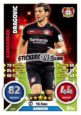 Sticker Aleksandar Dragovic - German Fussball Bundesliga 2016-2017. Match Attax Extra - Topps