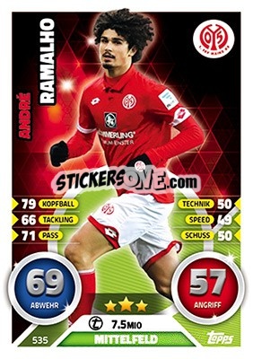Sticker Andre Ramalho - German Fussball Bundesliga 2016-2017. Match Attax Extra n. 535 - Topps