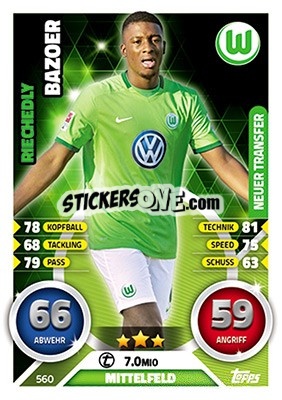 Sticker Riechedly Bazoer - German Fussball Bundesliga 2016-2017. Match Attax Extra - Topps