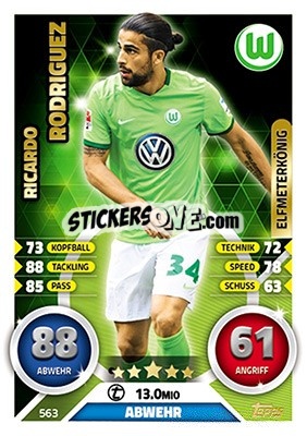 Sticker Ricardo Rodríguez - German Fussball Bundesliga 2016-2017. Match Attax Extra n. 563 - Topps