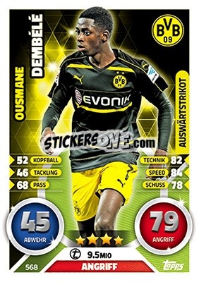 Sticker Ousmane Dembélé - German Fussball Bundesliga 2016-2017. Match Attax Extra - Topps