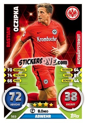 Sticker Bastian Oczipka - German Fussball Bundesliga 2016-2017. Match Attax Extra n. 569 - Topps