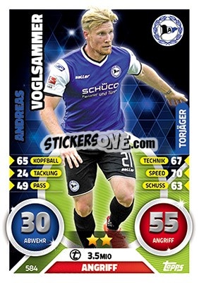 Sticker Andreas Vogelsammer - German Fussball Bundesliga 2016-2017. Match Attax Extra n. 584 - Topps