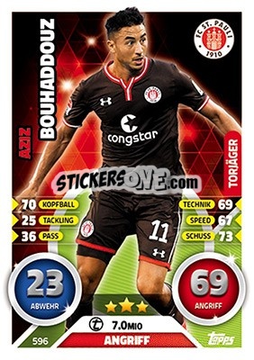 Sticker Aziz Bouhaddouz - German Fussball Bundesliga 2016-2017. Match Attax Extra n. 596 - Topps