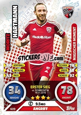 Sticker Moritz Hartmann - German Fussball Bundesliga 2016-2017. Match Attax Extra - Topps