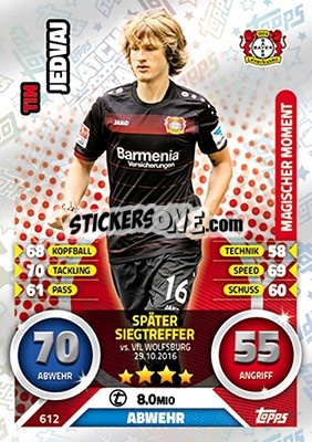 Cromo Tin Jedvaj - German Fussball Bundesliga 2016-2017. Match Attax Extra - Topps