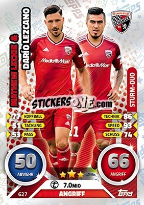 Sticker Mathew Leckie / Dario Lezcano - German Fussball Bundesliga 2016-2017. Match Attax Extra n. 627 - Topps