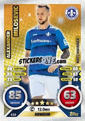 Sticker Alexander Milosevic - German Fussball Bundesliga 2016-2017. Match Attax Extra - Topps